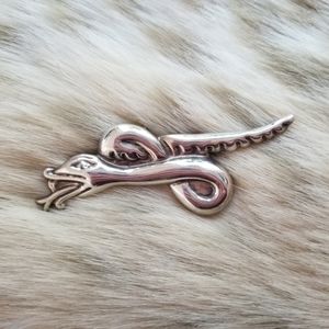 Vintage Taxco Mexico .925 Sterling Silver Snake Pin Pendant